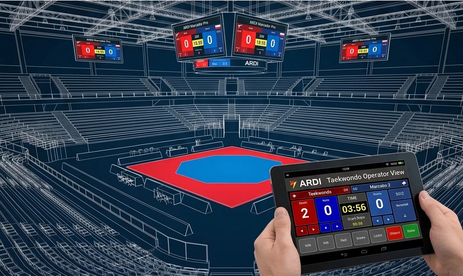 Interfaz de la mesa de control de Taekwondo WT en ARDIS