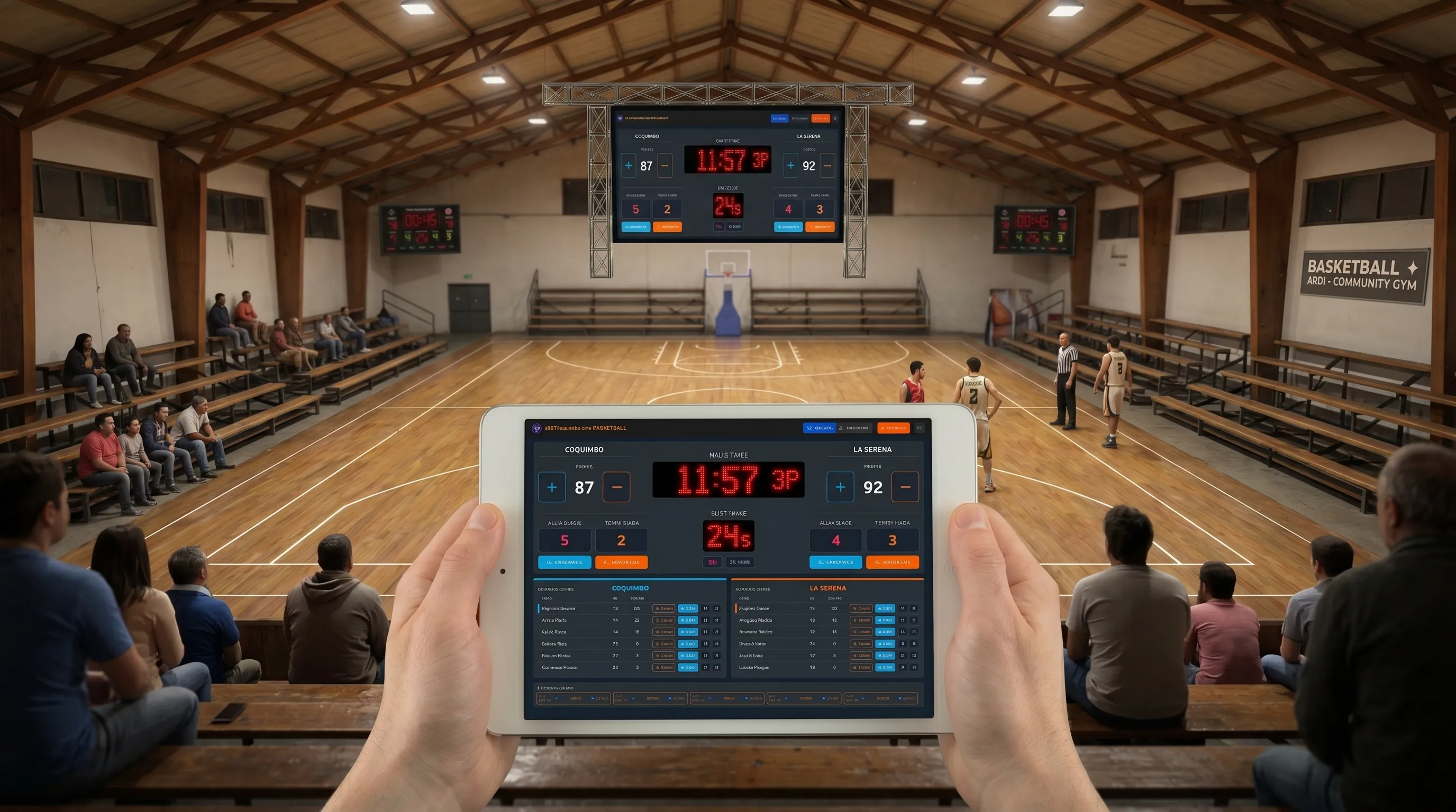 Interfaz de la mesa de control de Basketball en ARDIS